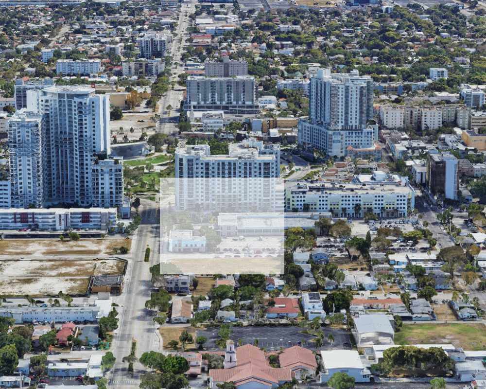 ONE Hollywood Residence — aerial rendering