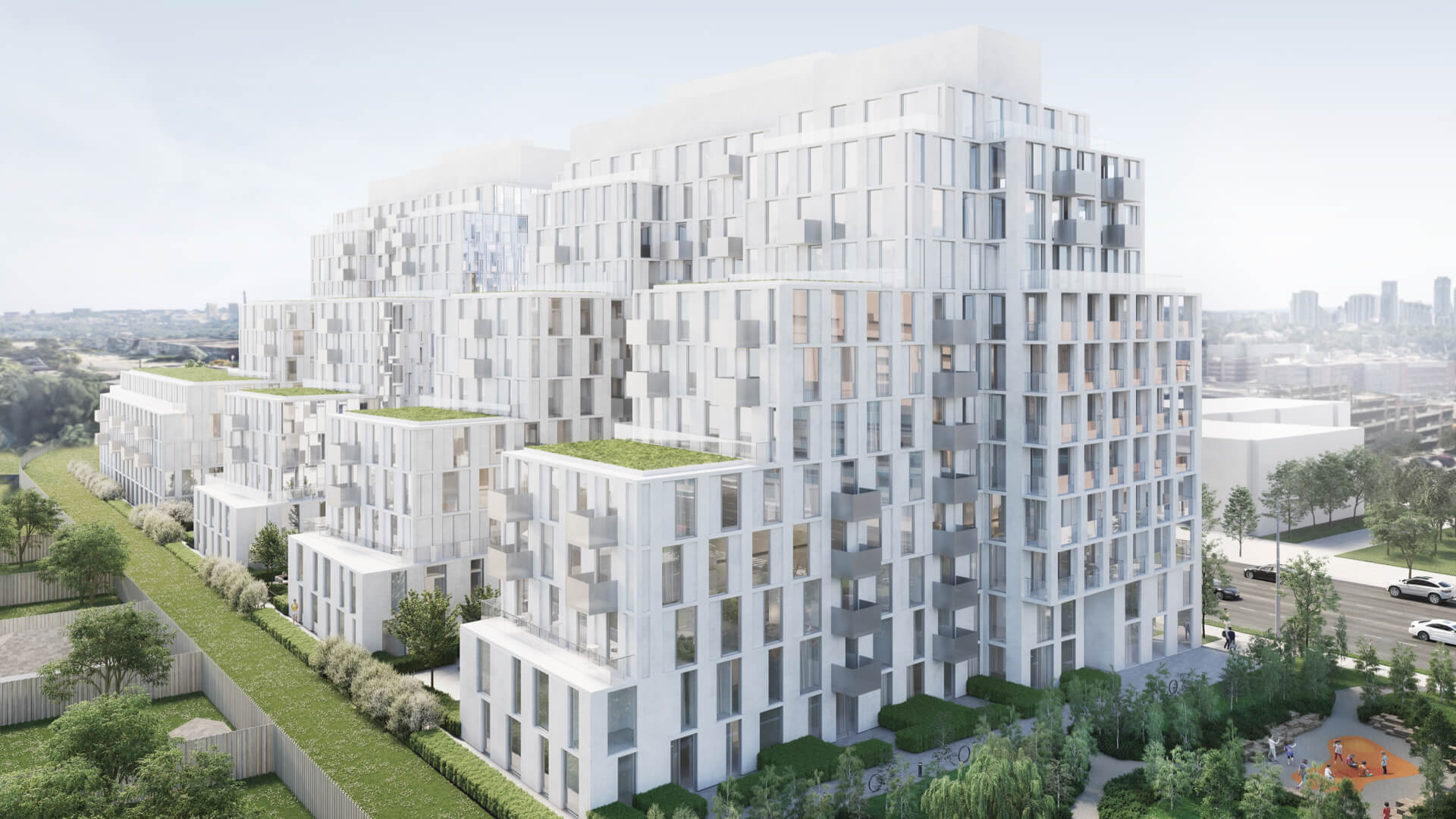 Nørdic Condos — aerial rendering
