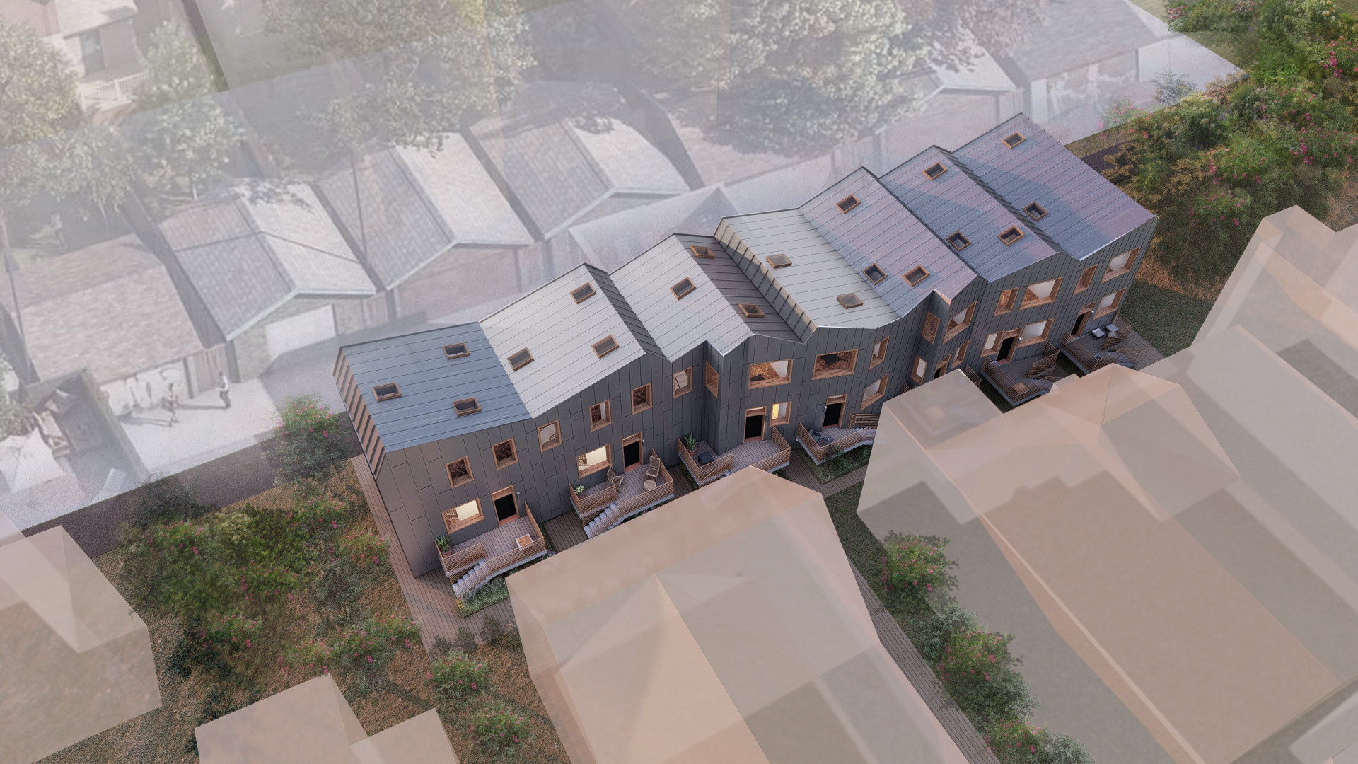 Annex Flats — aerial rendering