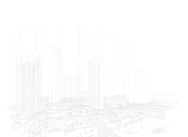 The Residences at Park District — aerial rendering