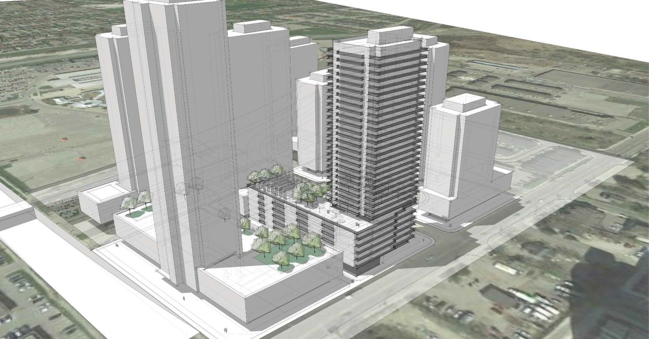 30-46 Old Kennedy Condos — aerial rendering