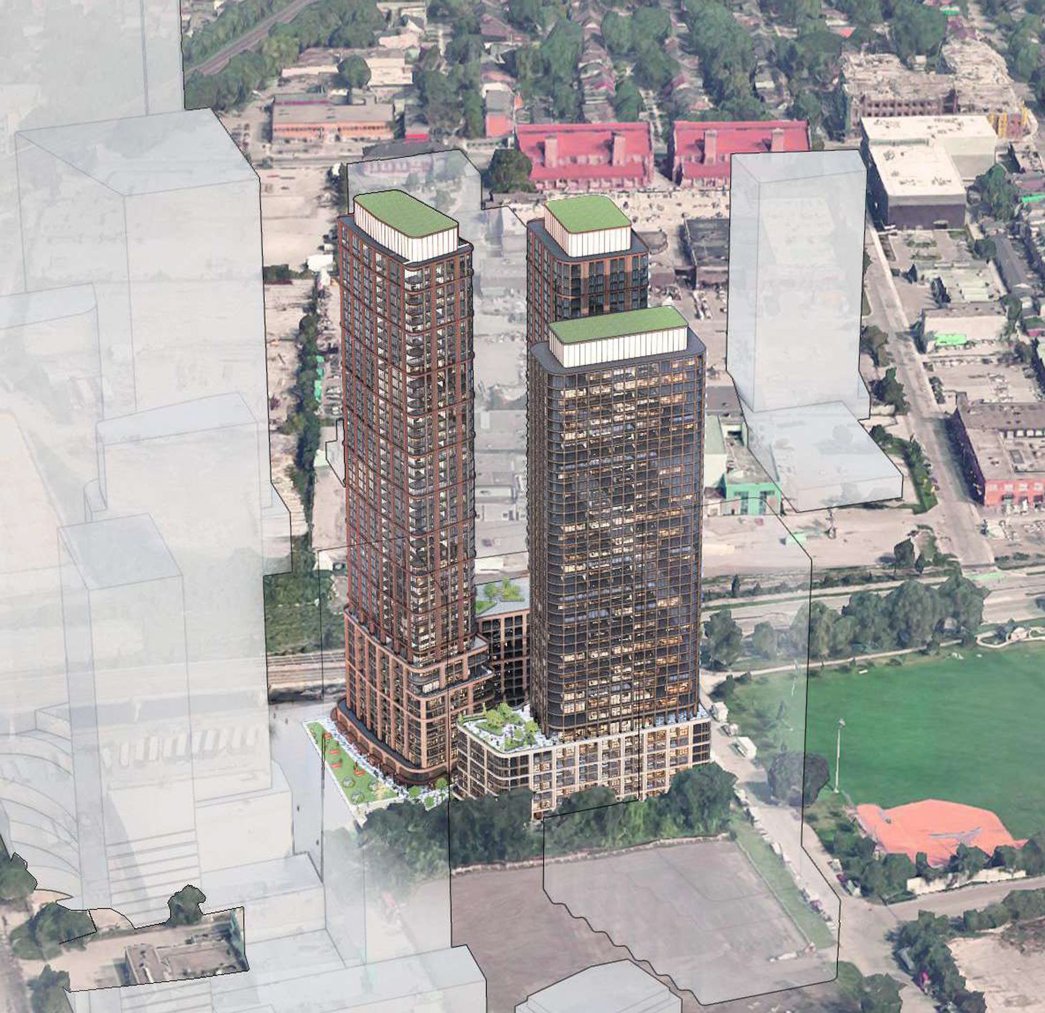 120 Bouchette Street Condos — aerial rendering