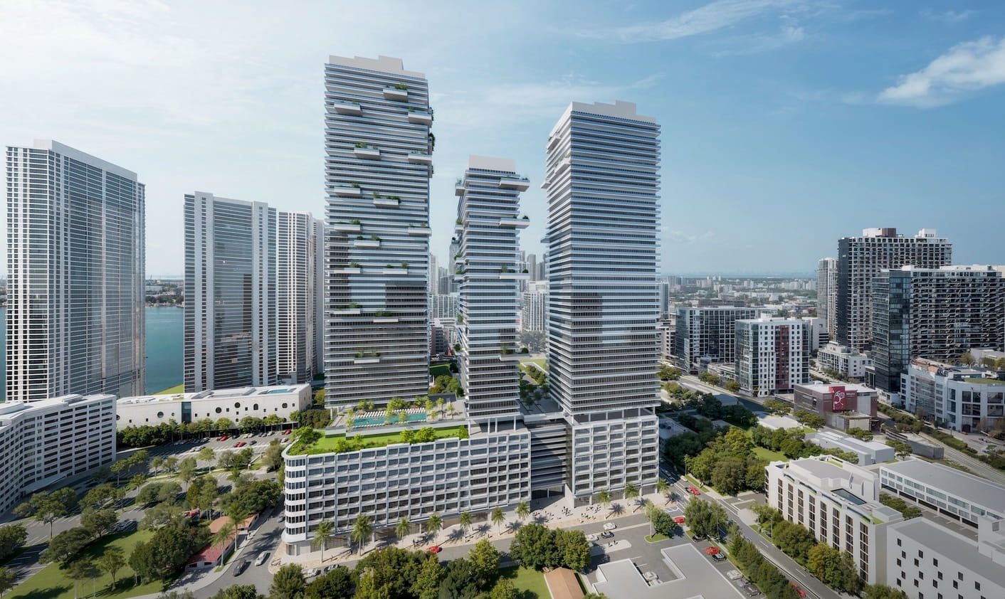 Unit First Tower — aerial rendering