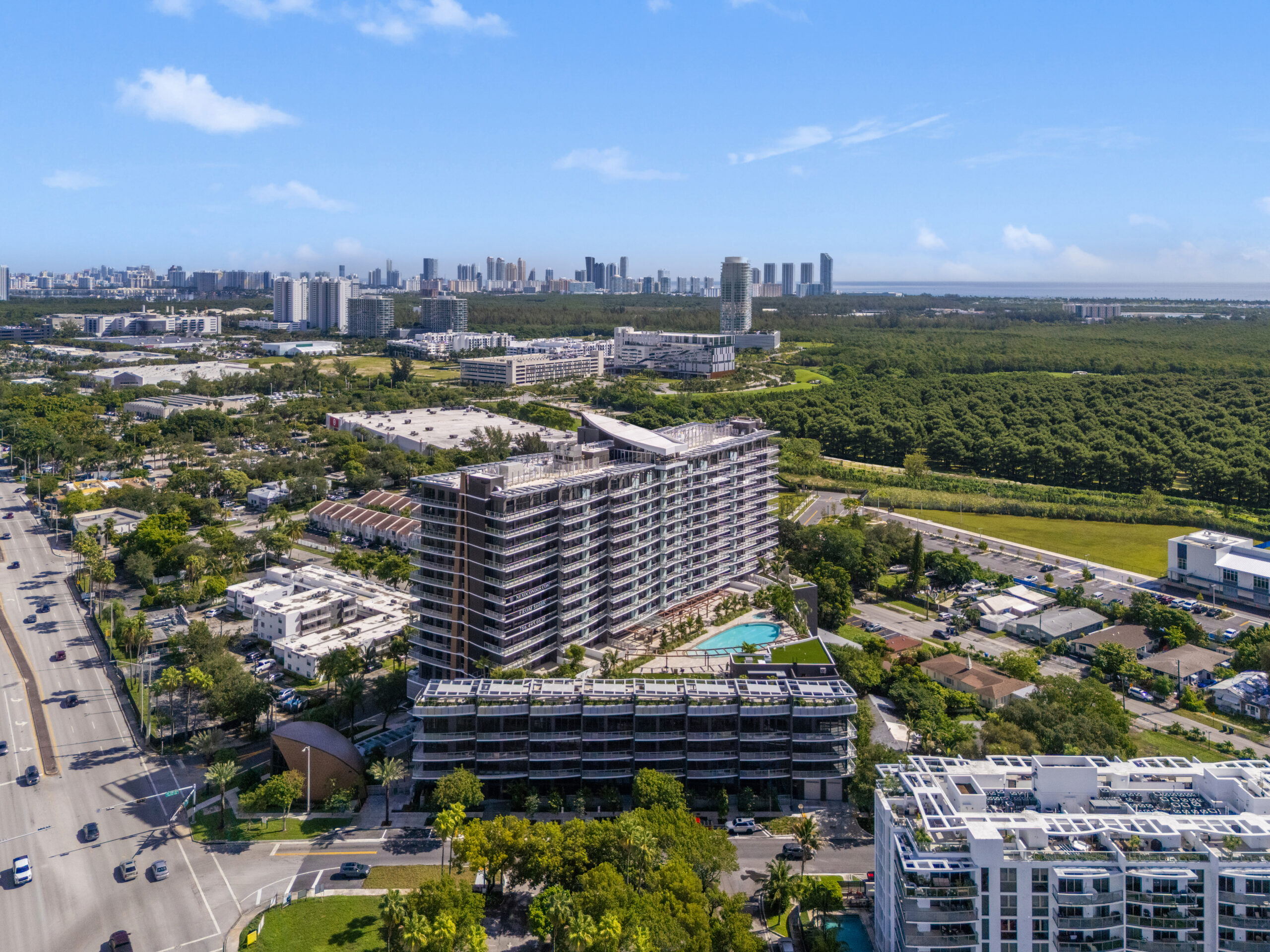 Completion Announced For Nexo Residences — aerial rendering