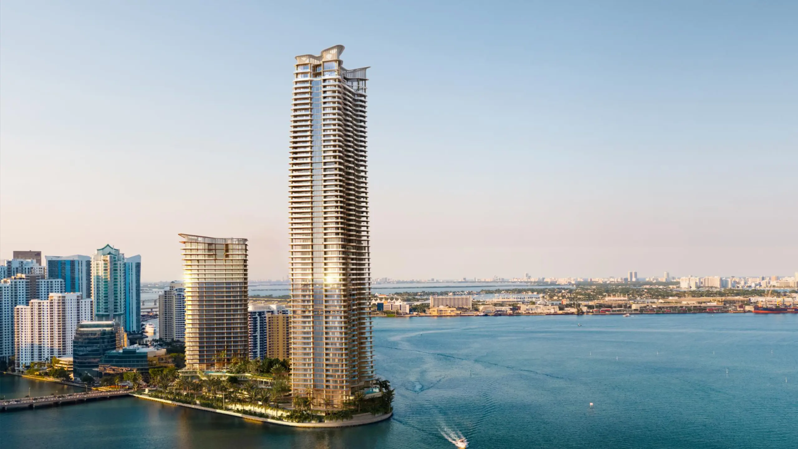 Mandarin Oriental Miami — aerial rendering