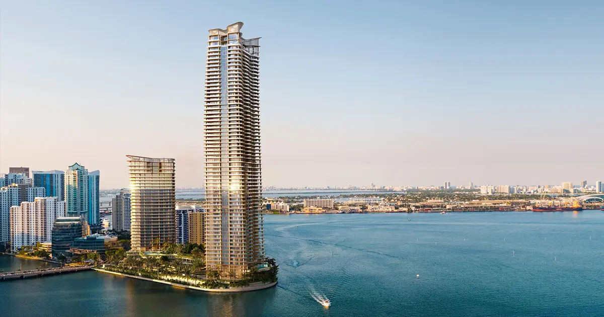 Mandarin Oriental Miami — aerial rendering