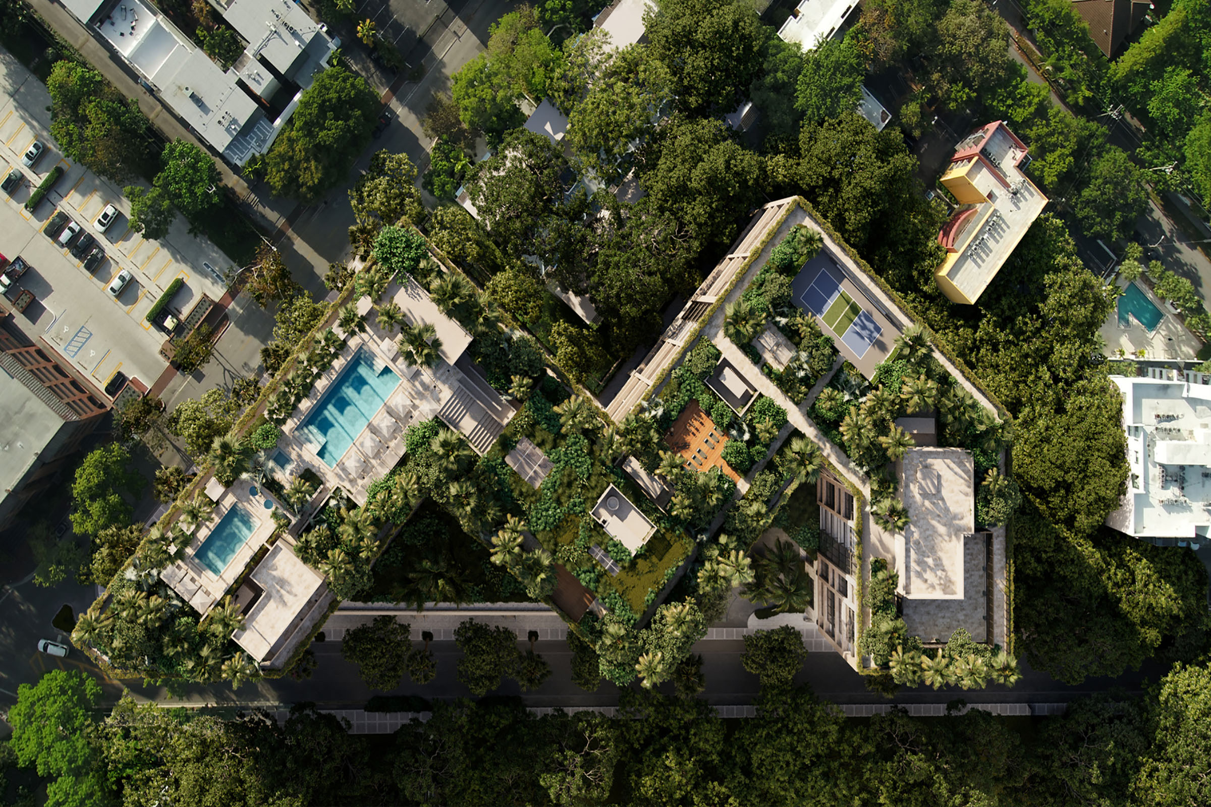 The Well Coconut Grove — aerial rendering