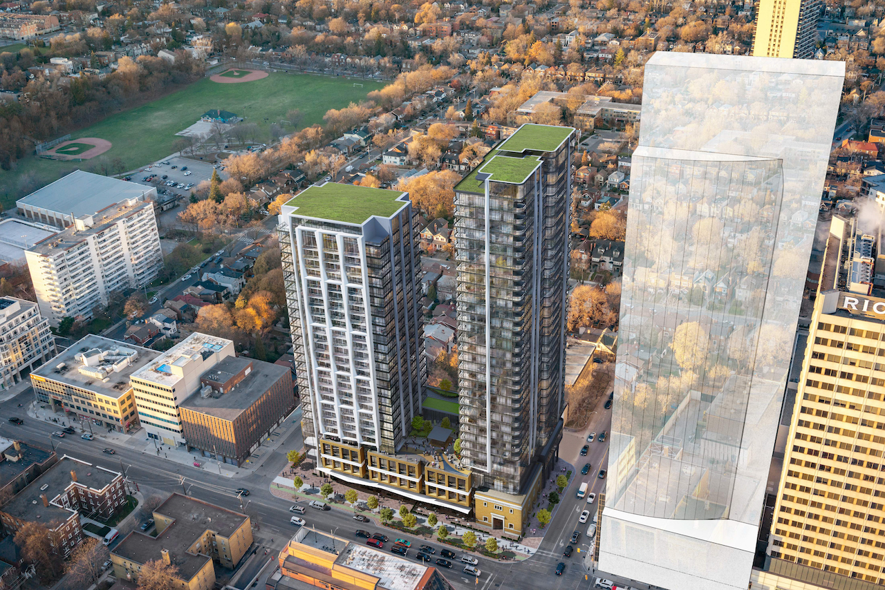 50-90 Eglinton West Condos — aerial rendering