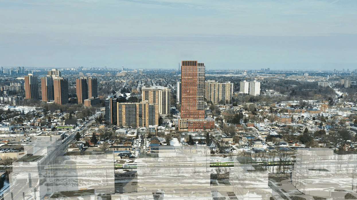 3130 Danforth Avenue Condos — aerial rendering