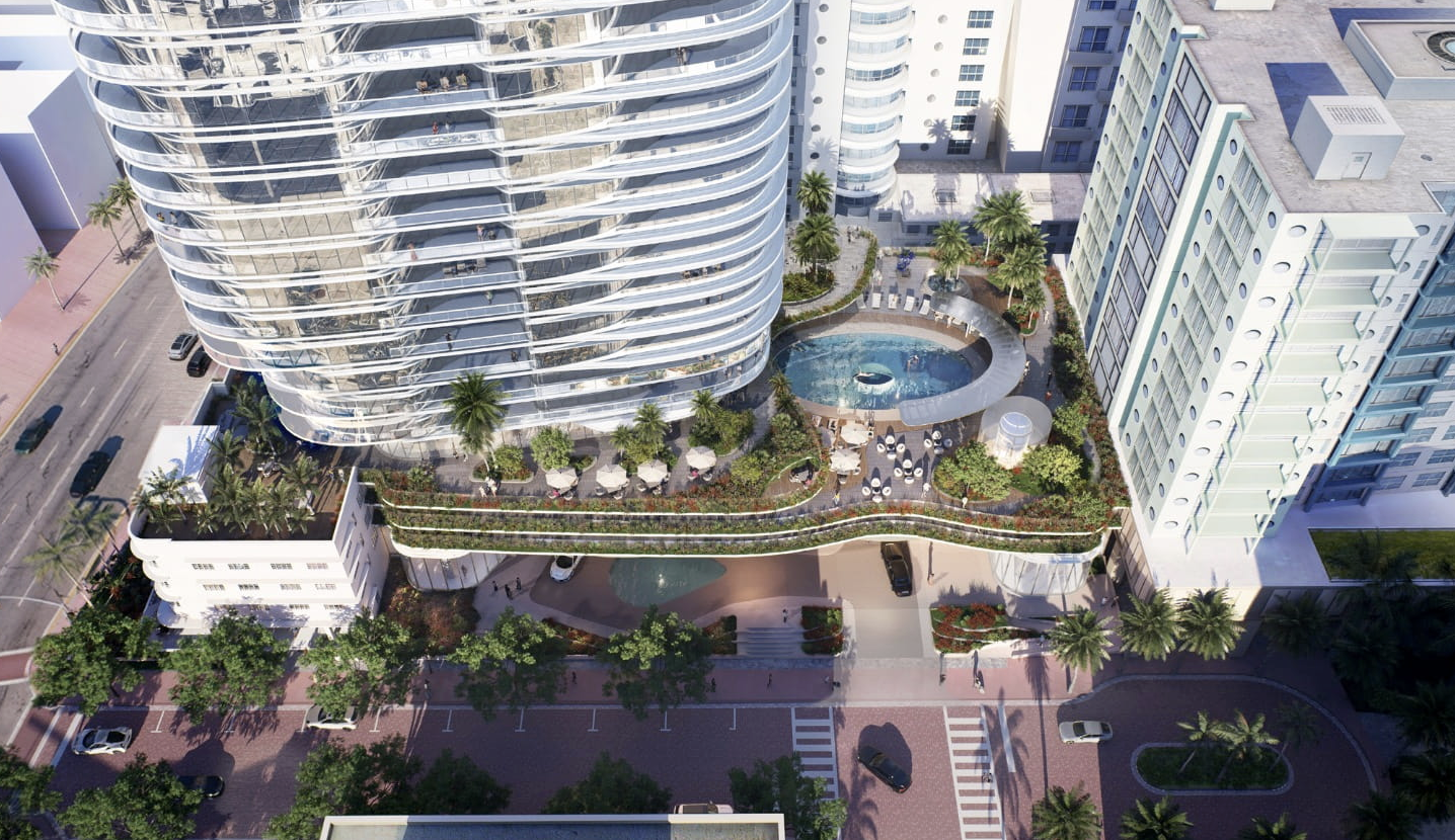 Restore Historic Hotel — aerial rendering