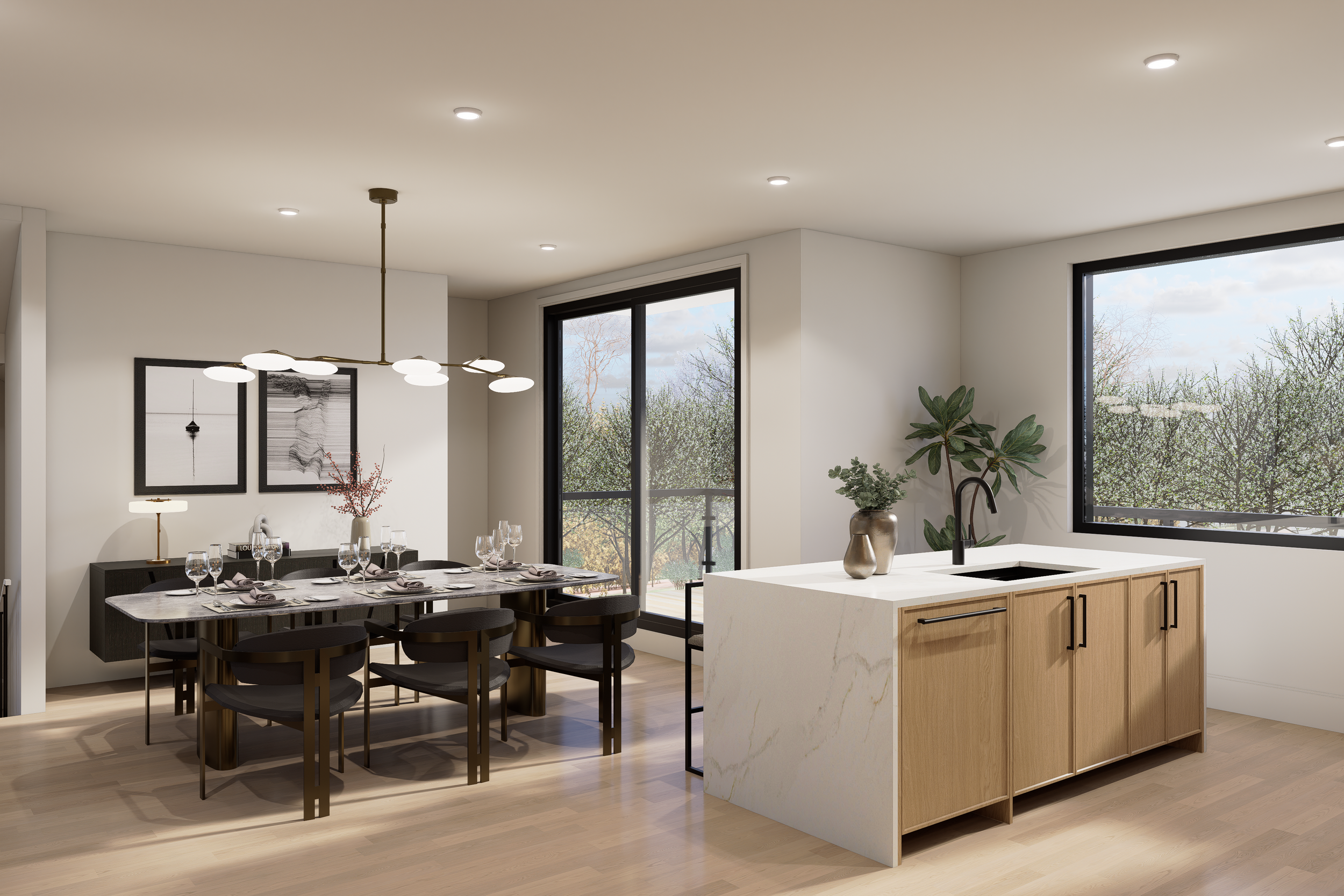 Le Sentier Towns — interior rendering