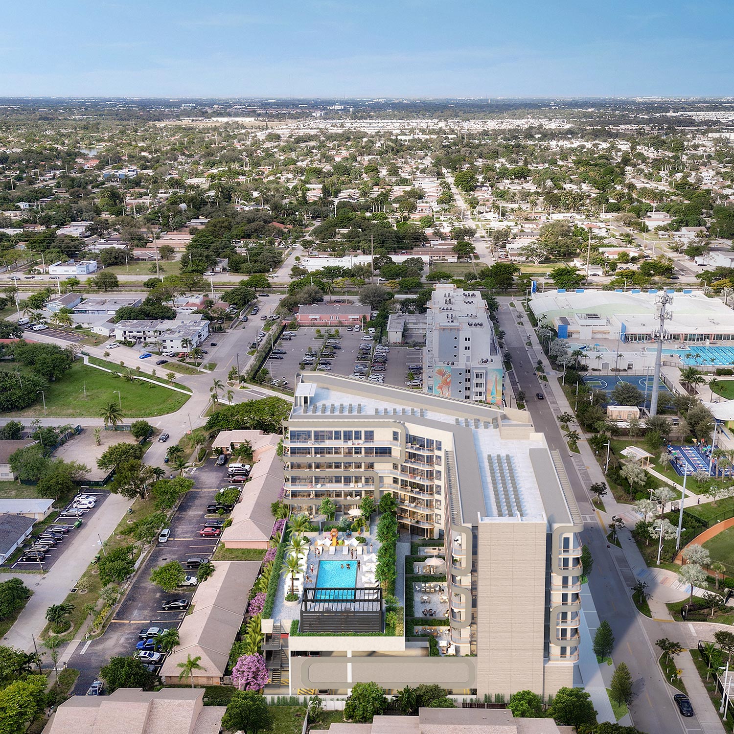 Seven Park Residence — aerial rendering