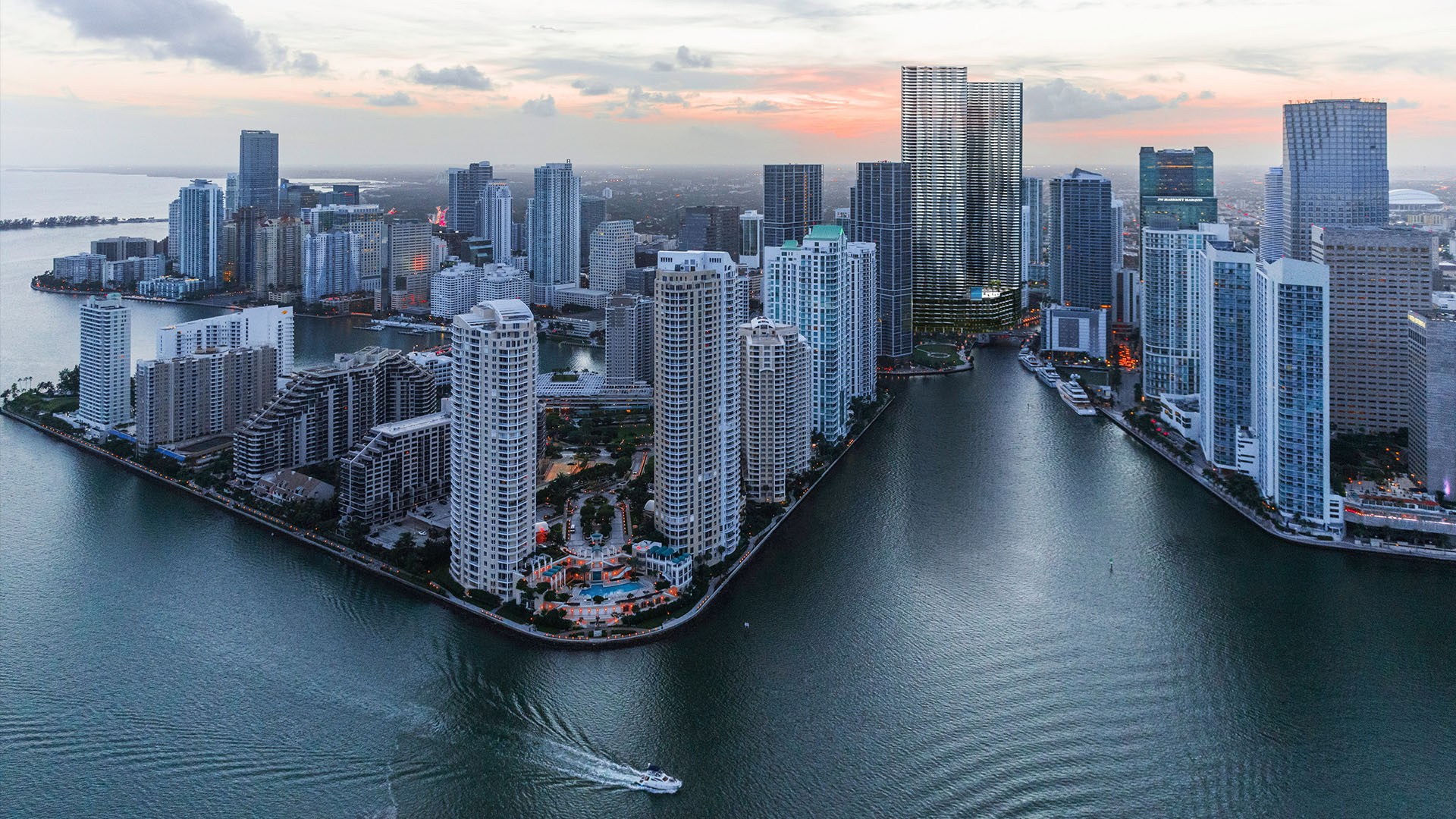 Baccarat Hotel & Residences — aerial rendering