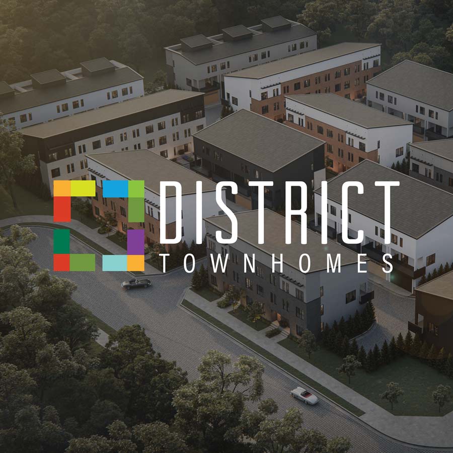 District Townhomes — aerial rendering