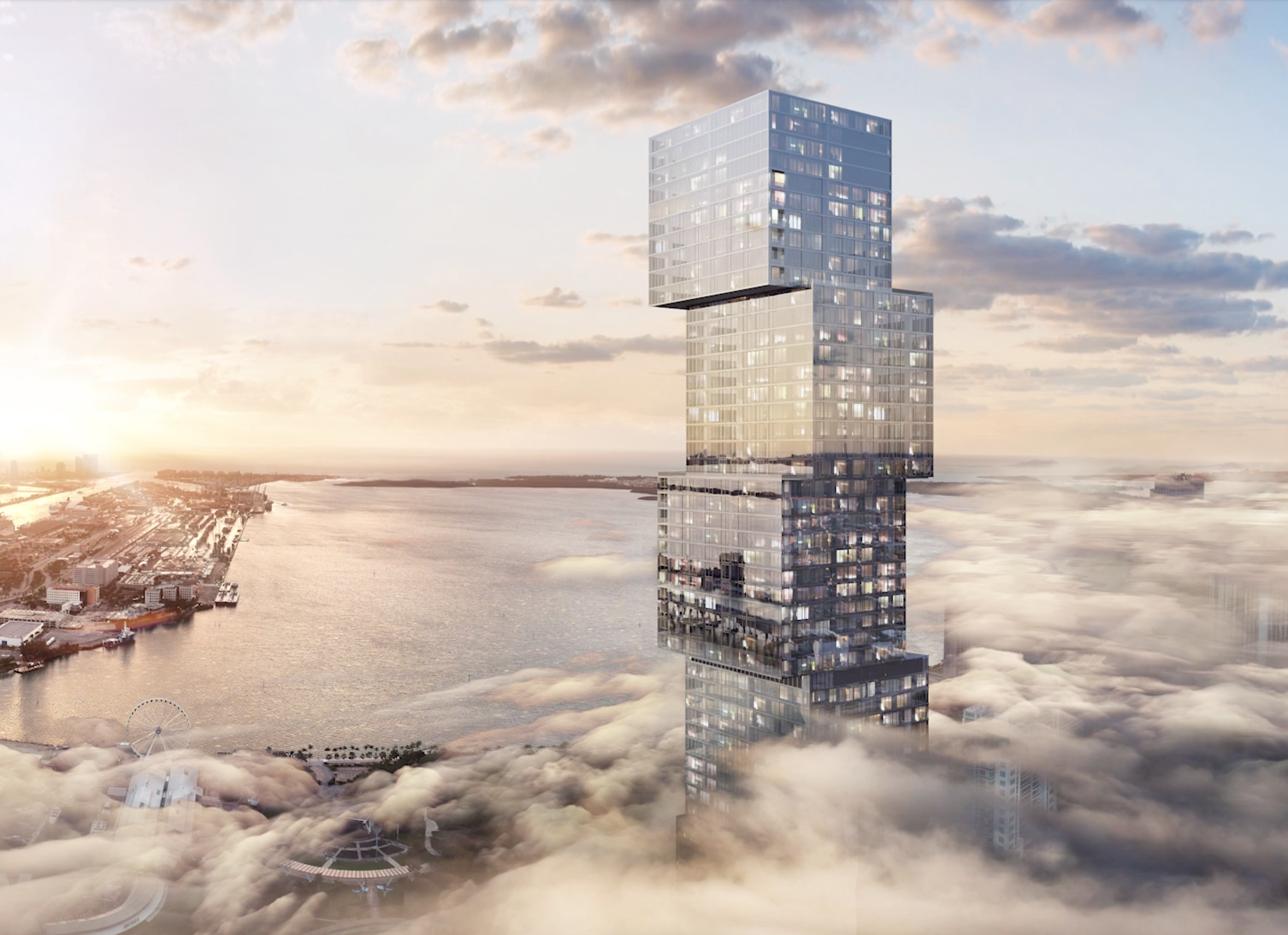 Waldorf Astoria Hotel — aerial rendering